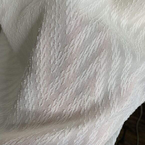 Coldwater Creek Blouse V-Neck Long Sleeve Button Down Sheer Cream Size Medium - Picture 6 of 7